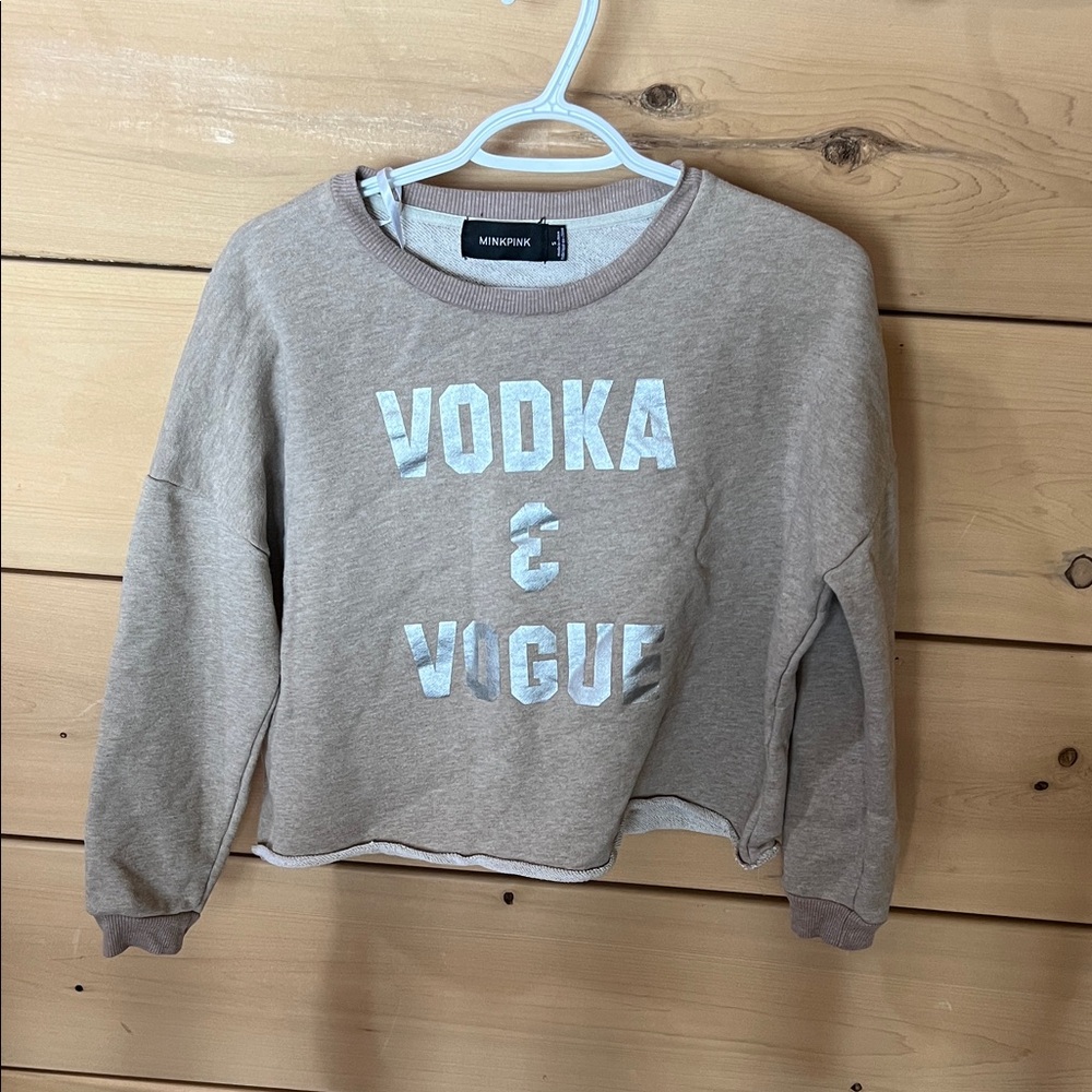 MINKPINK Tan Sweater with White Lettering